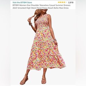 BTFBM Women One Shoulder Sleeveless Casual Maxi Dress